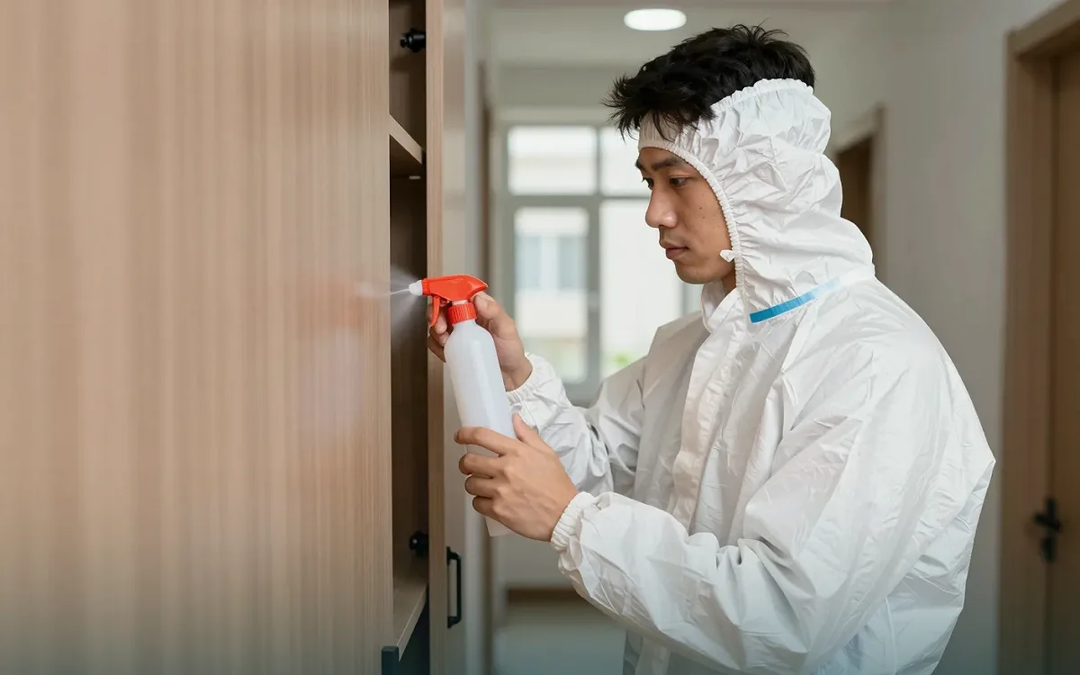 Gezielte Ködergel-Behandlung an einem Türrahmen im Altbau